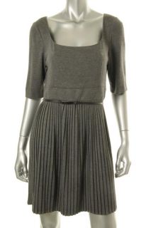 Jessica Simpson New Gray Short Sleeve Pleated Skirt Belted Wear to