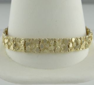  Yellow Gold Nugget Box Clasp Bracelet Fine Jewelry 27g 7 3 4