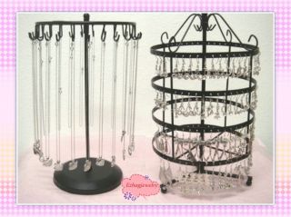 2pc Metal Rotating Necklace Earring Holder Stand Jewelry Tree Combo