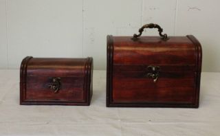 Set Antique Vintage Style Jewelry Wooden Boxes HF 014C