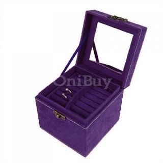 100 New Large Purple Jewelry Box Storage Case w Lock