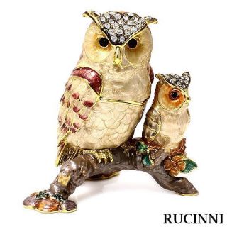 RUCINNI Owl with Baby Amazing Brand New Jewelry Box with Swarovski