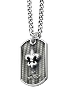 King Baby Dog Tag Heart Fleur de Lis Crown Necklace 925
