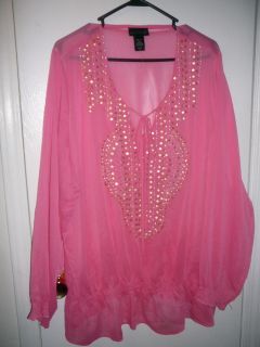 Plus Size Lane Bryant Pink Sheer Blouse Size 22W 24WNEW Without Tags