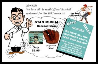 1955 Stan Musial Baseball Glove Store Poster St. Louis Cardinals The