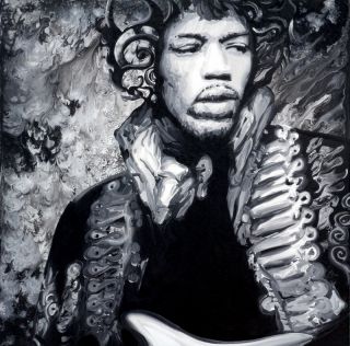 Jimi Hendrix Signed Lithograph Print 12x12 by Ocean Clark Concert