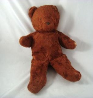 Vintage Antique Brown Fur Unjointed Teddy Bear 16