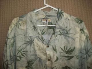 Green Beige Hawaiian Caribbean Joe Rayon Camp Shirt 2XL XXL