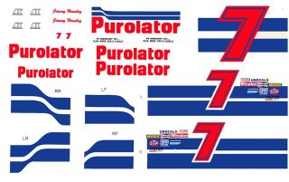  Jimmy Hensley Purolator Ford 1/24th   1/25th Scale Waterslide Decals