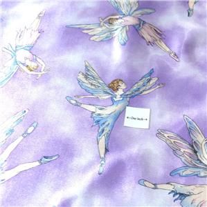 Joanns Fabric Polyester Shimmering Fairies on Pale Purple 1 Yard