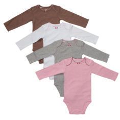 New Carters 4 Pack Pointelle Long Sleeve Bodysuits