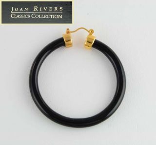 Joan Rivers Lustrous Black Large Hoop Designer Earrings
