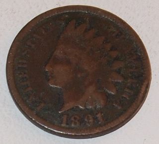 1891 U s Indian Head One 1 Cent Penny Small Cent Coin