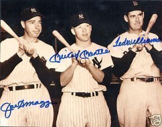 Joe DiMaggio Mickey Mantle and Ted Williams