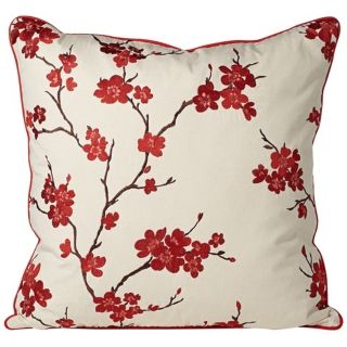 China Doll 20 Square Red Floral Throw Pillow   #W6891