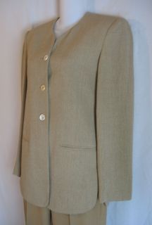 Joan and David Beige Textured Wool Blend Fitted Blazer Jacket Size 4