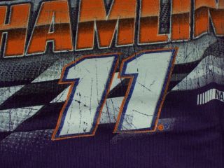  Hamlin 11 Fed EX NASCAR Purple T Shirt Size XL Joe Gibbs Racing