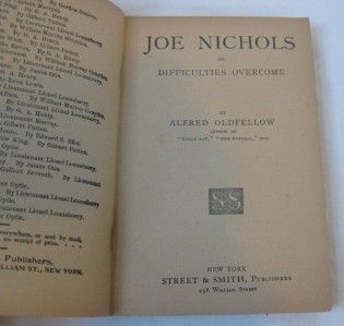 Joe Nichols Difficulties Overcome Dime Novel Medal Library Street
