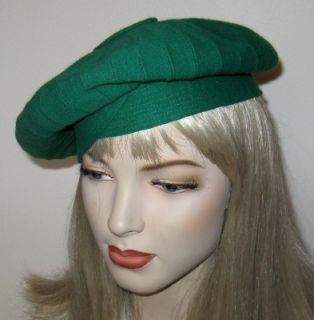 Vtg Mr John Young Elegants Kelly Green Beret Hat Minty