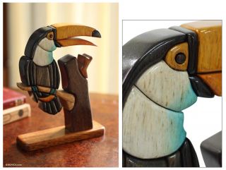  Toucan Hand Carved Ishpingo Wood Bird Sculpture Novica Peru