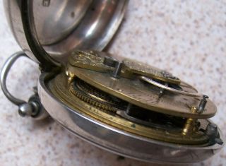 John Bell Fusee Verger Pocket Watch Silver Case 51 mm in Diameter