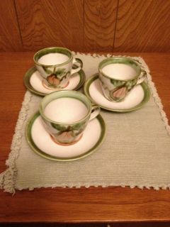 Lot of 3 cups and saucers John B Taylor made, with JBT mark. Harvest