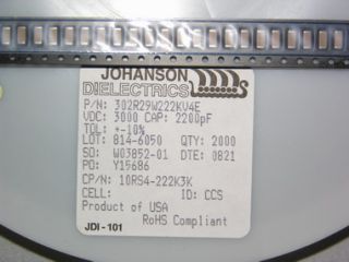 2000 Johanson 2200pF 3KV 10 MLCC HV SMT Capacitors