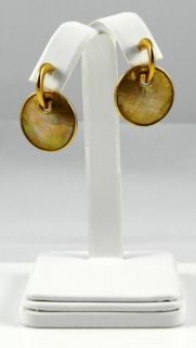 LIA SOPHIA TAOS SIGNED EARRINGS GOLD PLATED & MOTHER OF PEARL Drop 1
