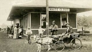White Cloud MI Popcorn Peanut Railroad Postcard Print