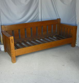 Arts Crafts Mission Oak Settle Couch Marked Limbert