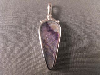 New Blue John Hallmarked Sterling Silver Pendant Whitby Jet Free Chain