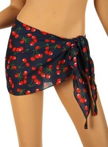 New Dolce Gabbana D G Cherry Print Beachwear Cover Up Skirt IV L