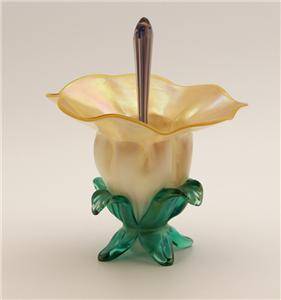 RARE John Cook Vintage Hand Blown Studio Art Glass Flower Perfume Bottle Signed  