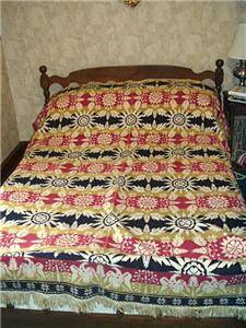 1851 Overshot Jaquard Coverlet by Peter Rincer Wayne Co Ohio  