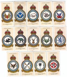Fourteen UK Royal Air Force Badges Cards from 1937  