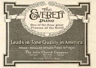 Charming 1915 Ad for The Everett Piano by The John Church Company  