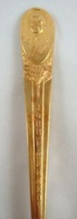 Wm Rogers Mfg Co JFK John F Kennedy Gold Plate Friendship Souvenir Spoon 6"  