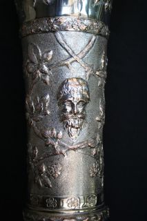 Antique Victorian Silverplate Cane Umbrella Vase  
