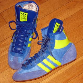 Vintage Adidas Wrestling Shoes West Germany Blue Yellow Greco Roman Nice RARE  