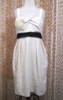 DELETTA Anthropolgie Womens Fabulous Textured Ivory Cotton Party Dress sz S  