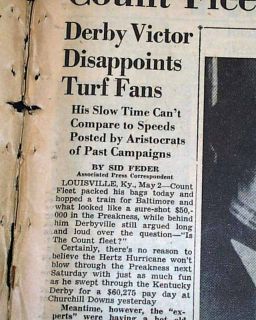 Kentucky Derby Count Fleet Horse Racing 1943 Newspaper  