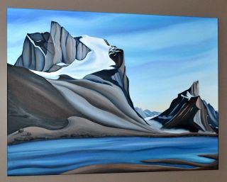 Linda Mackey Large Original Oil on Canvas Summit Lake Arctic Landscape 48" x 36"  