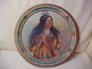 JOHN WIELANDS EXTRA PALE LAGER BEER TRAY INDIAN SQUAW MAIDEN S F c1905  
