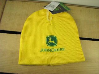 New John Deere Knit Beanie Stocking Cap Hat Yellow Green Genuine  