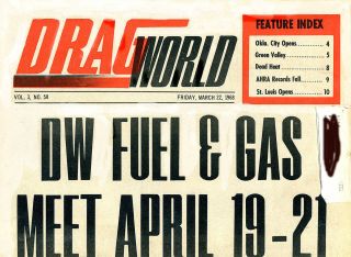 Drag World March 22 1968 AHRA OK City Funny Cars Paris TX Top Fuel Ocir PDA Meet  