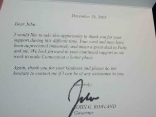 Connecticut Governor John Rowland C2001 Christmas Card  