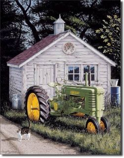 John Deere Popper Tin Sign Farm Tractor B Vintage 1121  