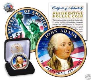 Colorized John Quincy Adams US Presidential Dollar Coin  