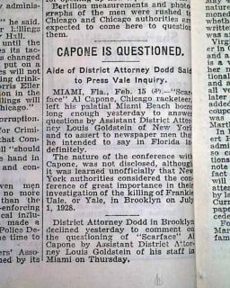 St Valentine's Day Massacre 1929 Gangster Newspaper  