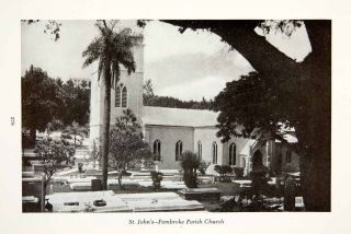 1947 Print St Johns Anglican Parish Church Hamilton Bermuda Pembroke Parish  